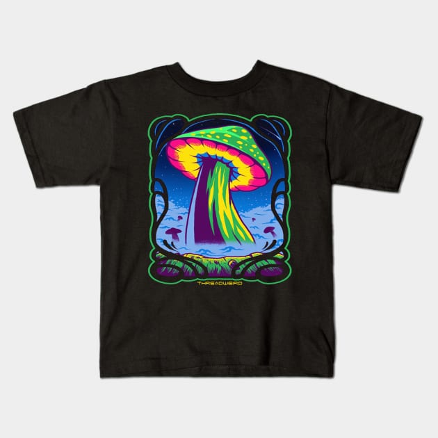 Psychedelic Magic Mushroom Kids T-Shirt by ThreadWeird Apparel Company